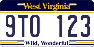WV license plate 9TO123