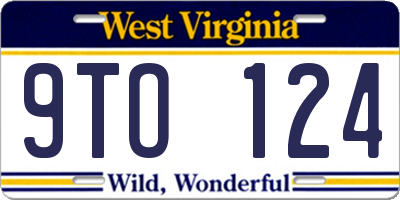 WV license plate 9TO124
