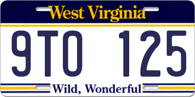 WV license plate 9TO125