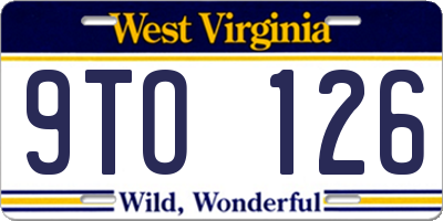 WV license plate 9TO126