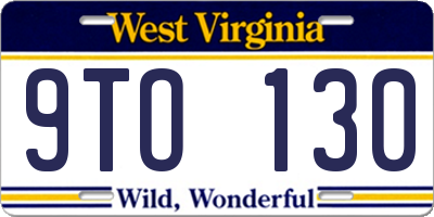 WV license plate 9TO130