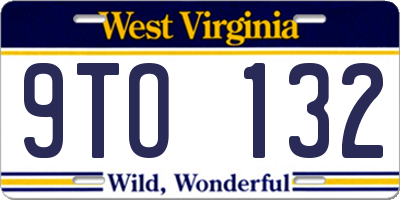 WV license plate 9TO132