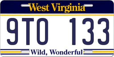 WV license plate 9TO133