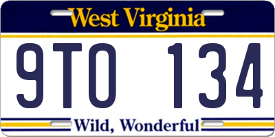 WV license plate 9TO134
