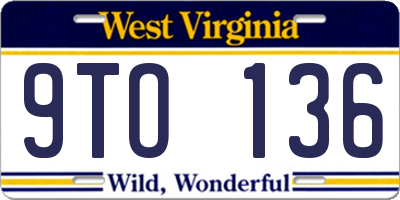 WV license plate 9TO136