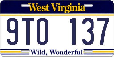 WV license plate 9TO137