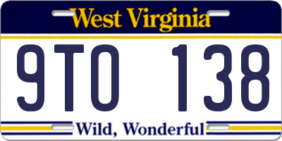 WV license plate 9TO138