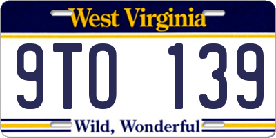 WV license plate 9TO139