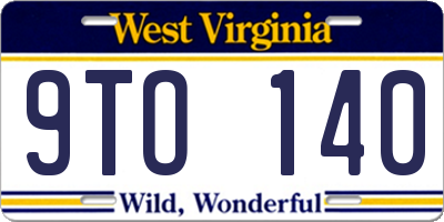 WV license plate 9TO140