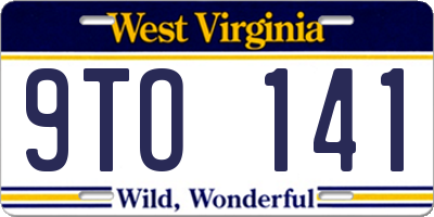 WV license plate 9TO141
