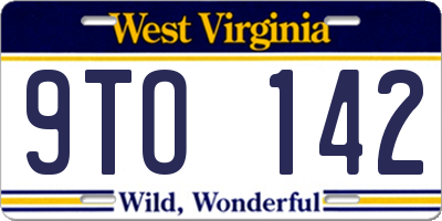 WV license plate 9TO142