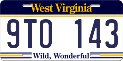 WV license plate 9TO143