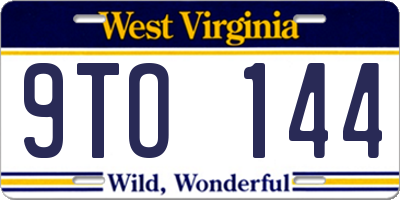WV license plate 9TO144