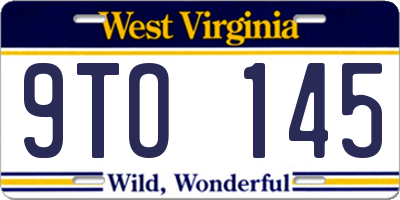 WV license plate 9TO145