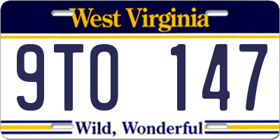 WV license plate 9TO147