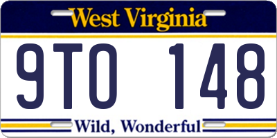 WV license plate 9TO148