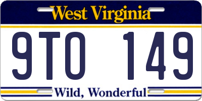 WV license plate 9TO149