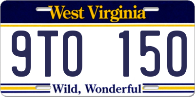 WV license plate 9TO150