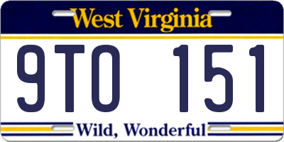 WV license plate 9TO151
