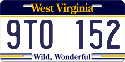WV license plate 9TO152