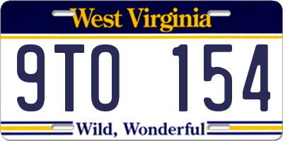 WV license plate 9TO154
