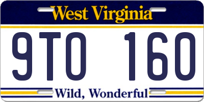 WV license plate 9TO160