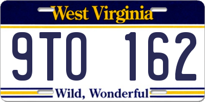 WV license plate 9TO162