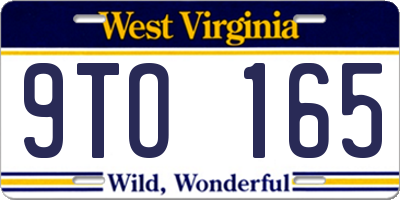 WV license plate 9TO165