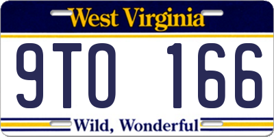 WV license plate 9TO166