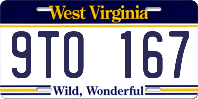 WV license plate 9TO167