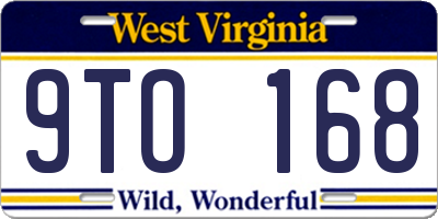 WV license plate 9TO168