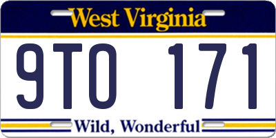 WV license plate 9TO171
