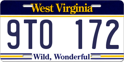 WV license plate 9TO172