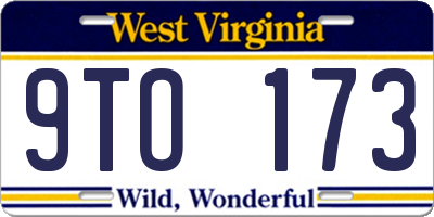 WV license plate 9TO173