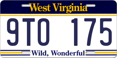 WV license plate 9TO175
