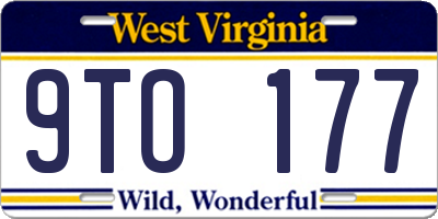 WV license plate 9TO177