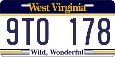 WV license plate 9TO178