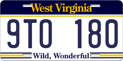 WV license plate 9TO180