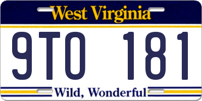 WV license plate 9TO181