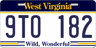 WV license plate 9TO182