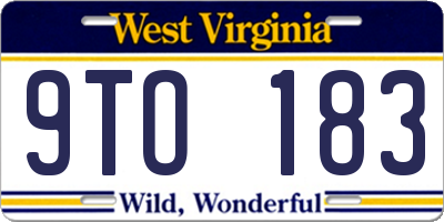 WV license plate 9TO183