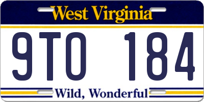 WV license plate 9TO184