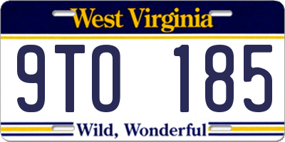 WV license plate 9TO185