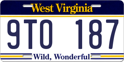 WV license plate 9TO187