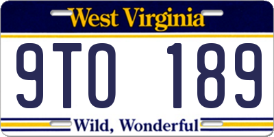 WV license plate 9TO189