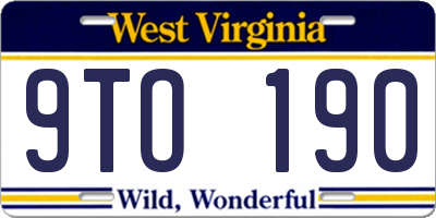 WV license plate 9TO190