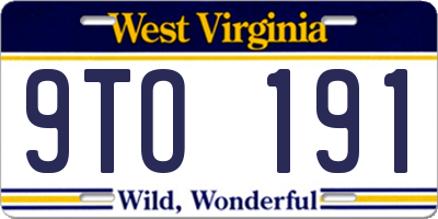 WV license plate 9TO191