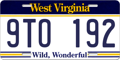 WV license plate 9TO192