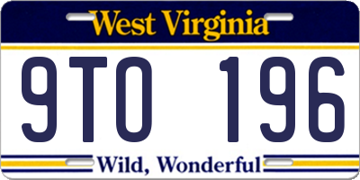 WV license plate 9TO196