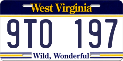 WV license plate 9TO197